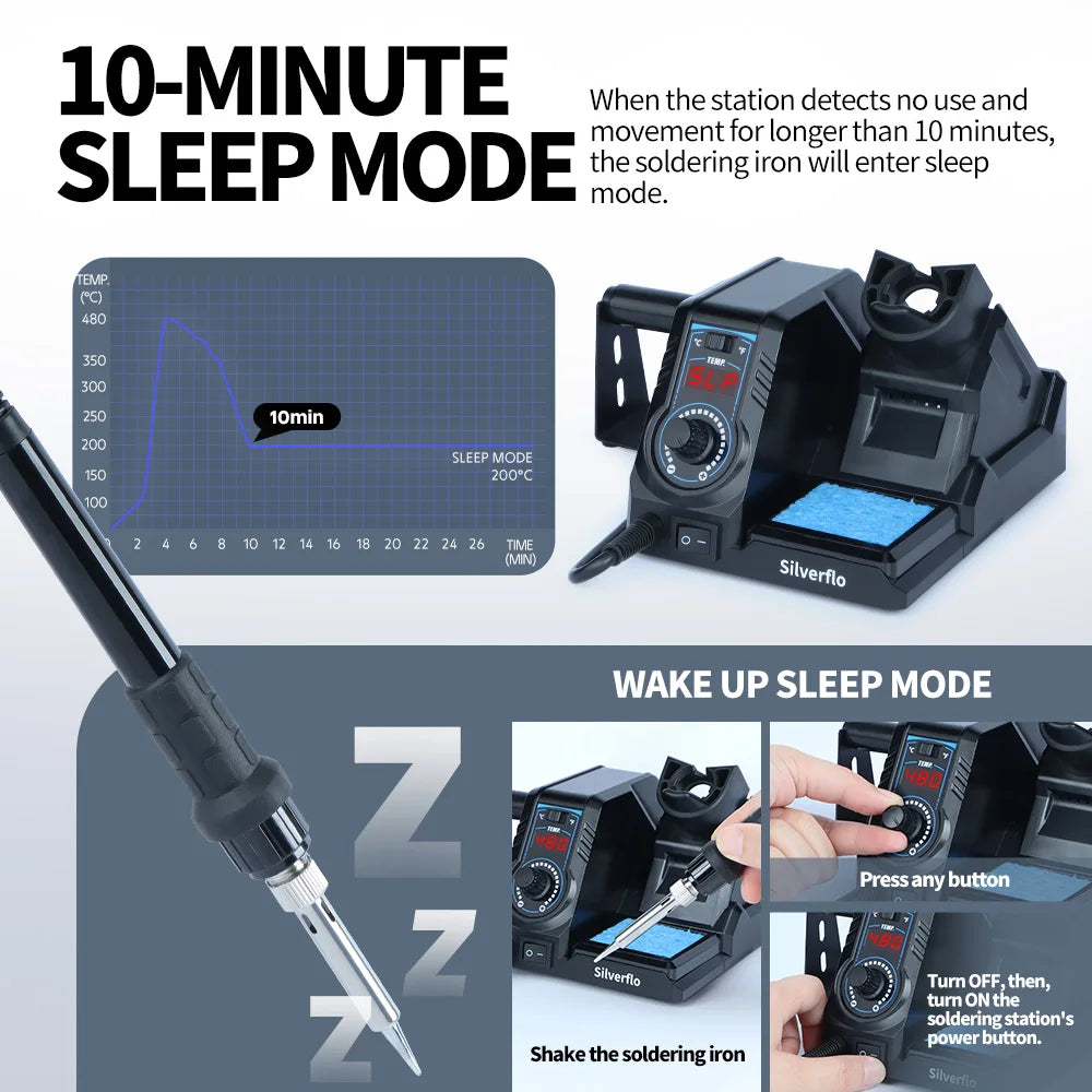 Silverflo 926LED-V Series Soldering Station Thermostatic Soldering Iron Station Welding Rework Station with Sleep Mode