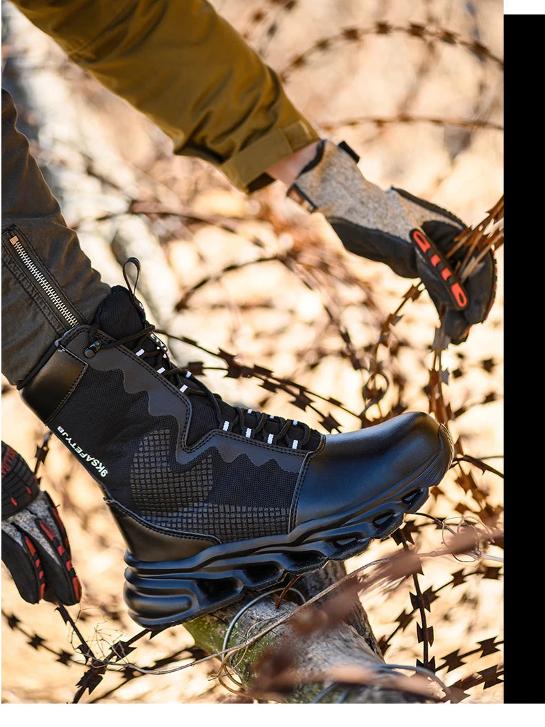 Fashion Work Boots Men Protective Shoes Safety Boots Steel Toe Shoes Outdoor Hiking Boots Light Tactical Boots Puncture-Proof