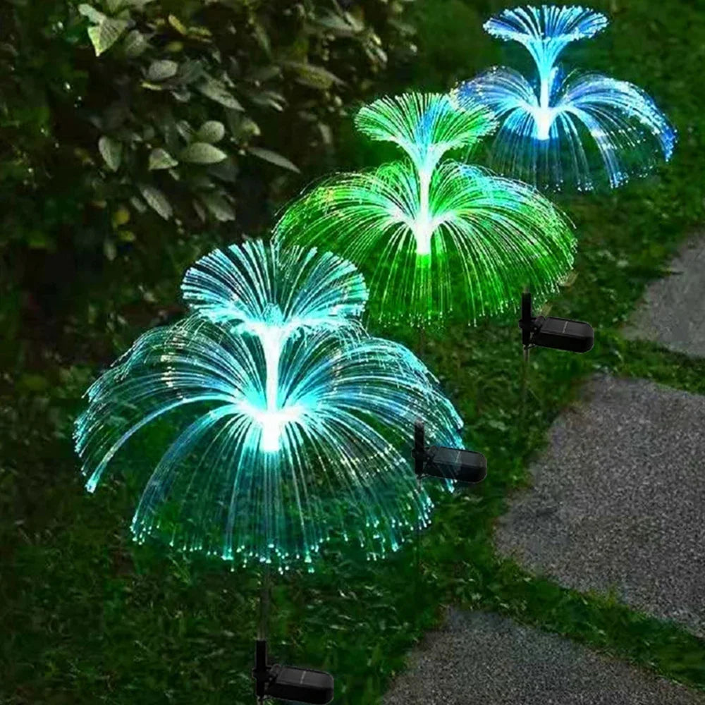 1PC Solar Garden Lights, Waterproof Double-Layer Jellyfish Solar Lights for Outside, 7 Color Changing Solar Jellyfish Lights