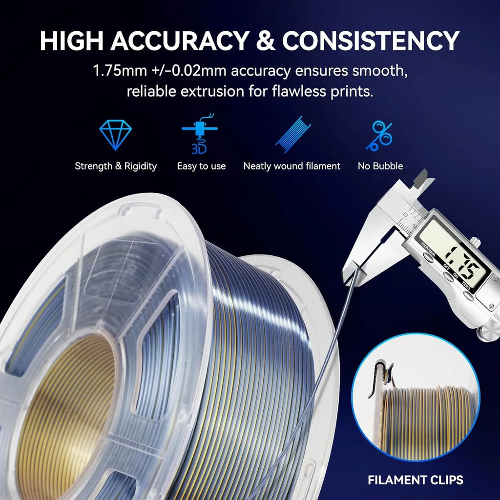 JAYO SILK PLA Filament 1.75mm Dual Colors 3D Printer Filament Coextrusion Silk Triple Color 3D Filament Shiny Multicolor Change