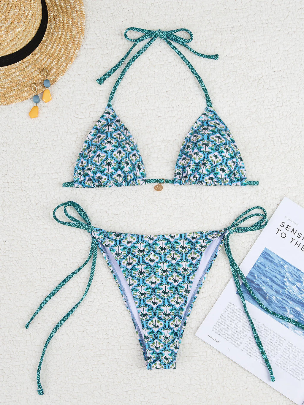 "2026 New Triangle Bikini Set - Floral Print Push Up Swimsuit & Brazilian Bottoms"