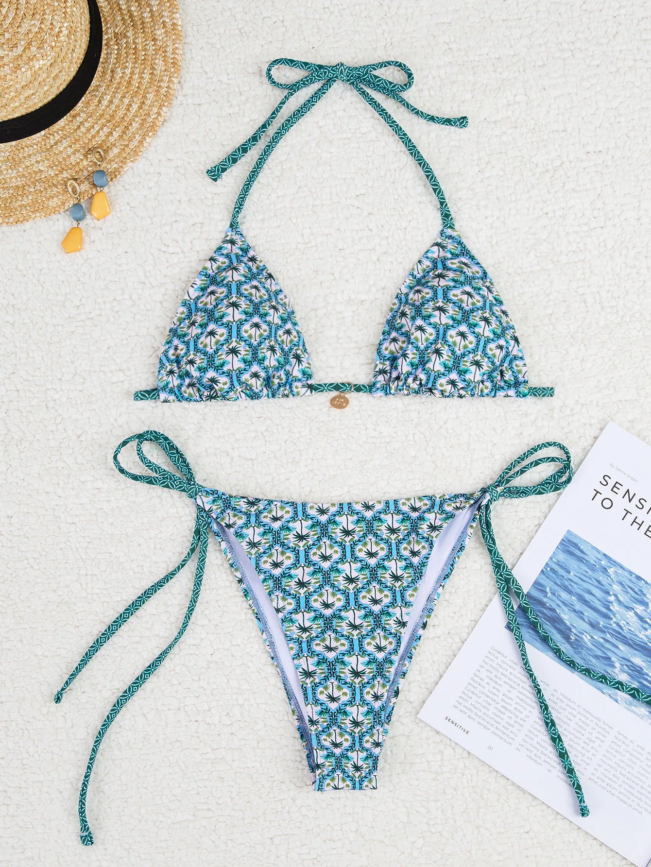 "2026 New Triangle Bikini Set - Floral Print Push Up Swimsuit & Brazilian Bottoms"