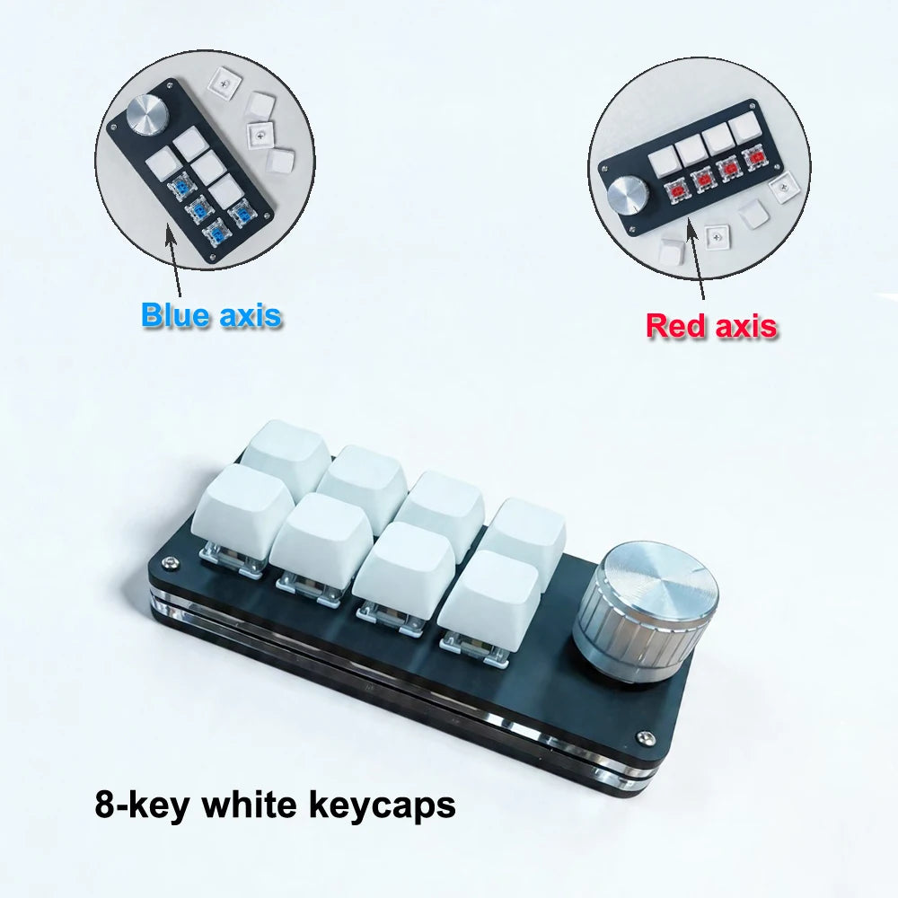 8-key white Color 8-Key Mechanical Macro Keypad for Multi-Functional Editing