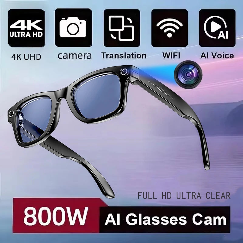Blue light Color AI Smart Camera Glasses With 4K Photo And Video Recording