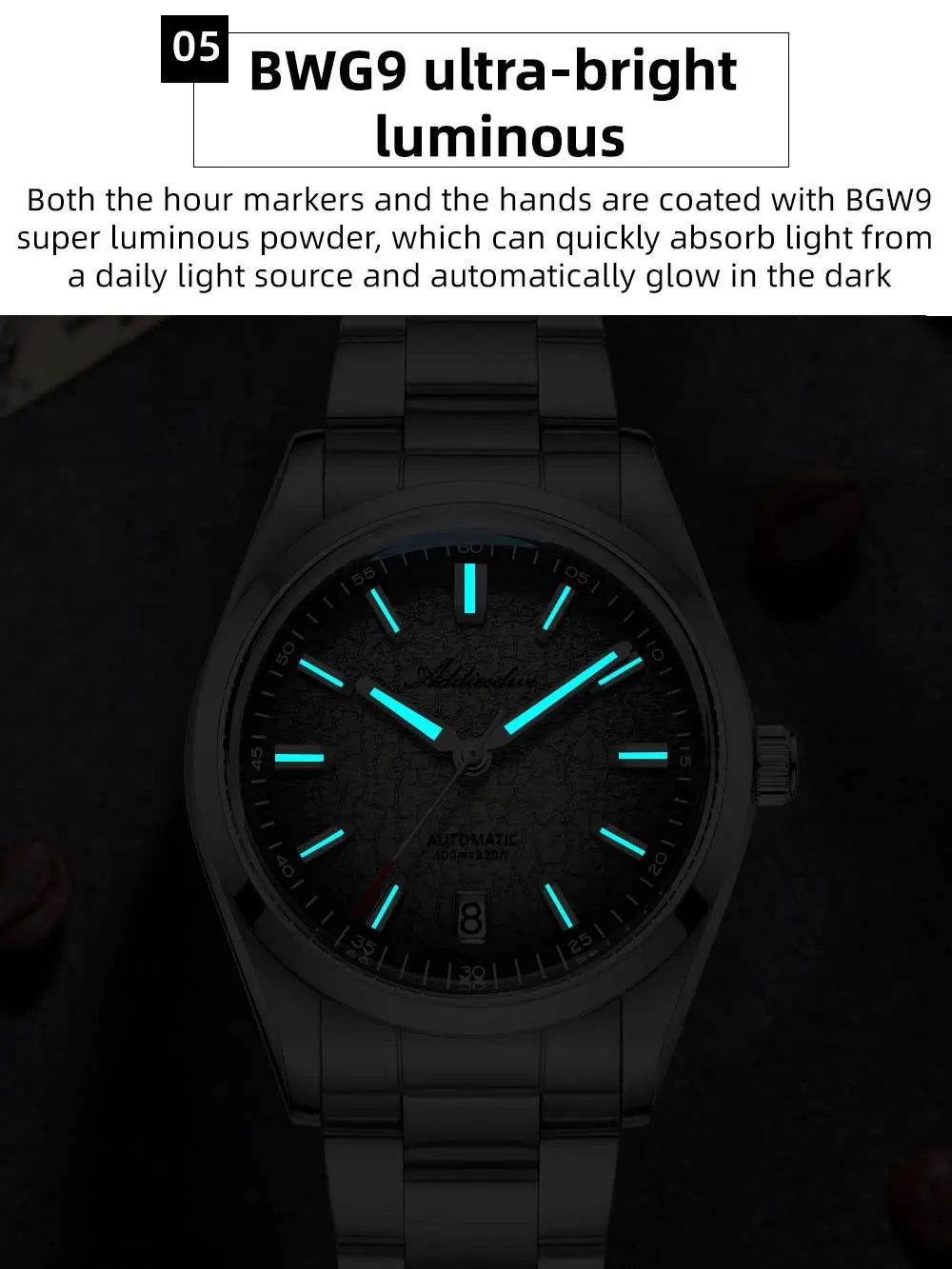 ADDIESDIVE Automatic Watch for Men Dress Mechanical Wristwatch Waterproof 100M Stainless Steel Luxury NH35 Automatic Watches Man