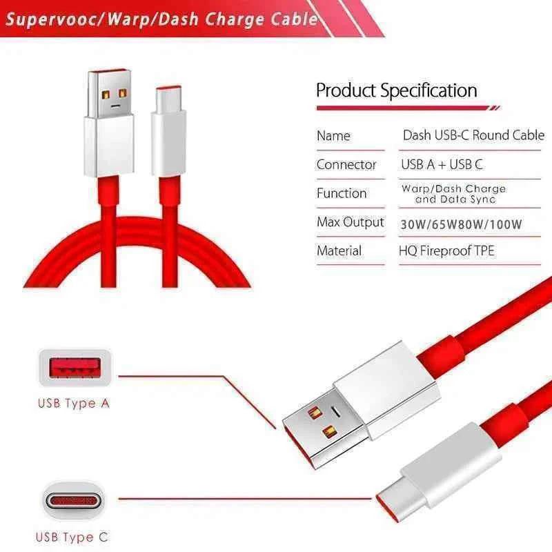 Original Oneplus Cable Supervooc 150w 100w 80w Usb Type C Warp Charge 65w Cables Usbc One Plus 13 13t 12 11 10 Nord 4 N30 SE