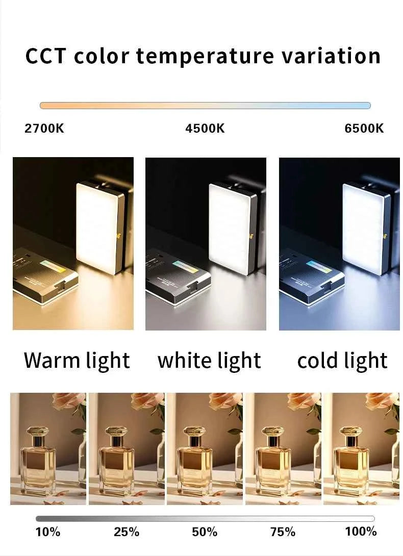Rechargeable LED fill light 3 color temperature modes portable pocket light For cell phones laptops makeup youtube selfie videos