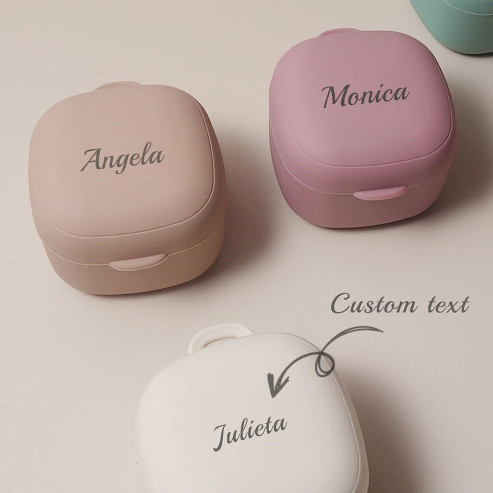 Silicone Baby Keepsake Box Set - Tooth Holder, Umbilical Cord & Pacifier Storage Case, Thick Soft Baby Memory Box, Personalized