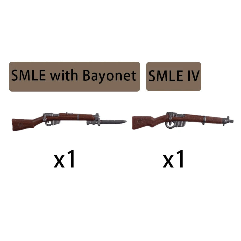 WW2 Military Accessories Wood Grain Guns Building Blocks Germany Soviet British Soldier Weapon Parts Rifle 98k Mini Bricks Toys