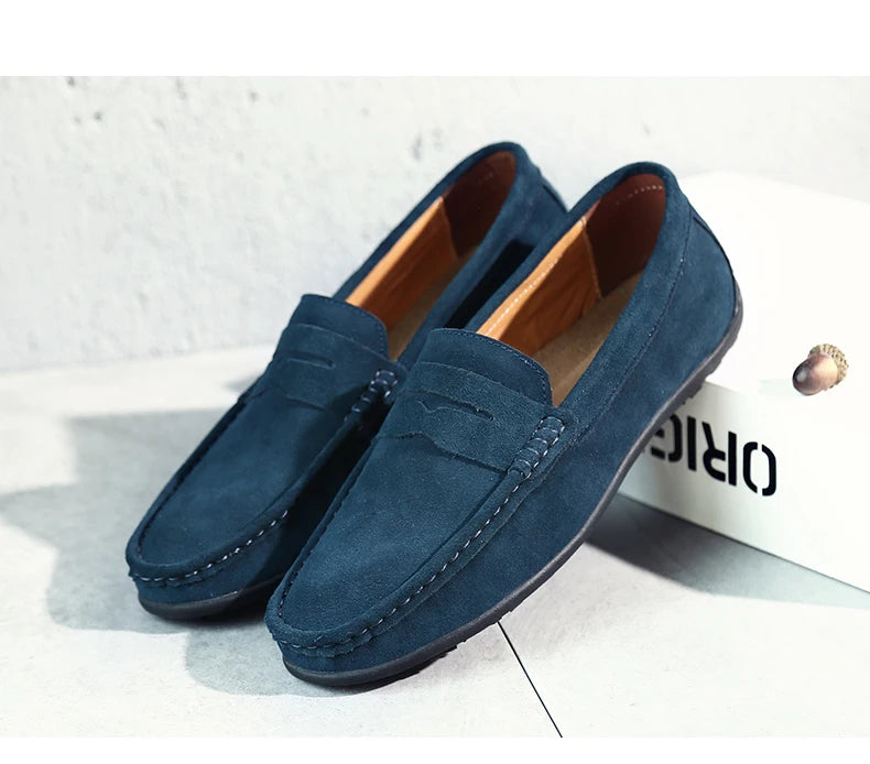 Men Casual Shoes Fashion Suede Leather Men Loafers High Quality Moccasins Slip On Men's Flats Lightweight Driving Shoes 38-47