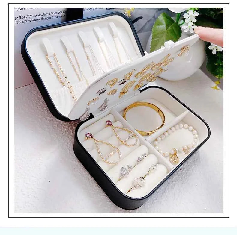 2024 Portable Jewelry Box Jewelry Organizer Display Travel Jewelry Case Boxes Button Leather Storage Zipper Jewelers