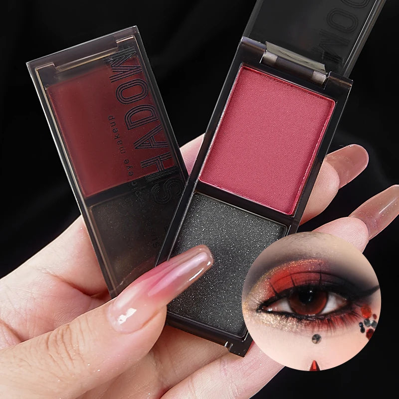 Two-color Black Red Eyeshadow Palette Multifunctional Makeup Palette Silky Matte Blood Red Eyeliner Silkworm Lower Shadow Makeup