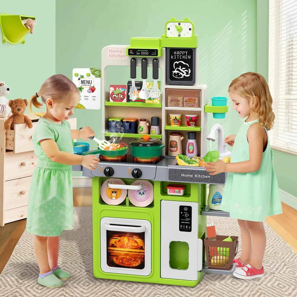 Kids Kitchen Play Set with Stove, Sink and Play Food - Toddler Play Kitchen with Sink and Play Food, Kids Play Kitchen Set, Esse