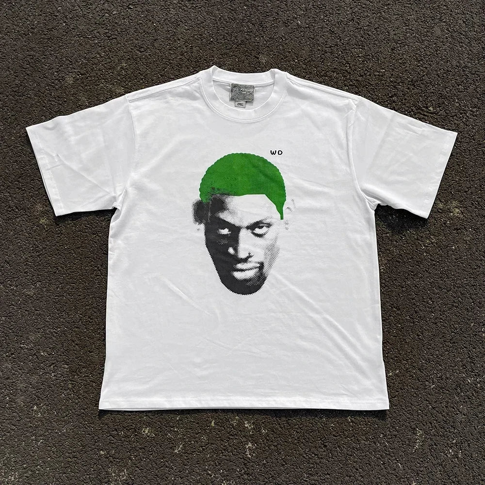 Fashion Men Women T-shirt Rodman American Street Big Head Crew Neck Short Sleeve Cotton T-Shirt Loose Street Wear Tops Clothing