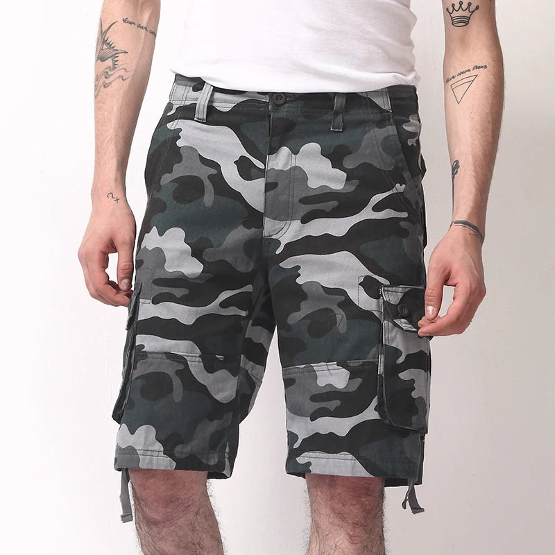 Tactical Cargo Shorts Men Camo Joggers Shorts Casual Outdoor Sports Half Pants Pocket Cotton Breathable Cargo Shorts