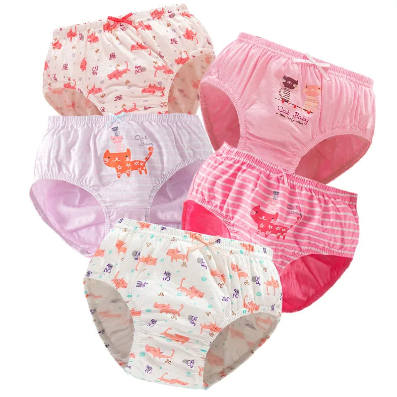 5 Pcs/Lot Children's Underpants For Girls Cute Cat HelloKitty Cartoon Girls Panties Cotton Baby Kids Underwear Breathable Briefs