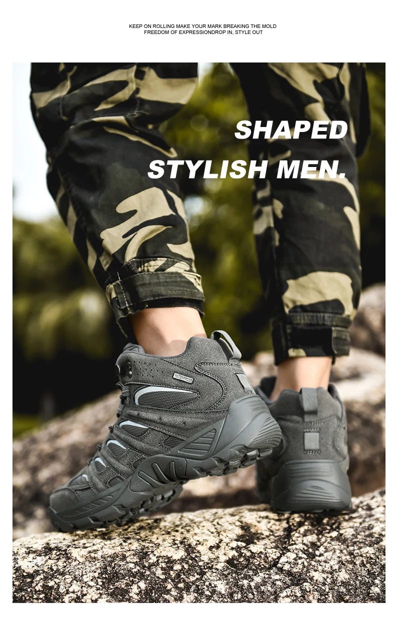 New Men's Boots Fashion Outdoor Boots Breathable Hiking Boots Autumn Shoes Sneakers lightweight Non-slip Men Desert Ankle Boots