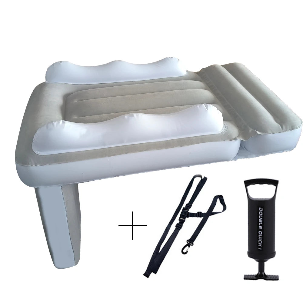 Infant Inflatable Mattress Kids Car Rear Car Mat Foldable Airplane Mattress Outdoor Travel Thickened Flocking Air Mattress