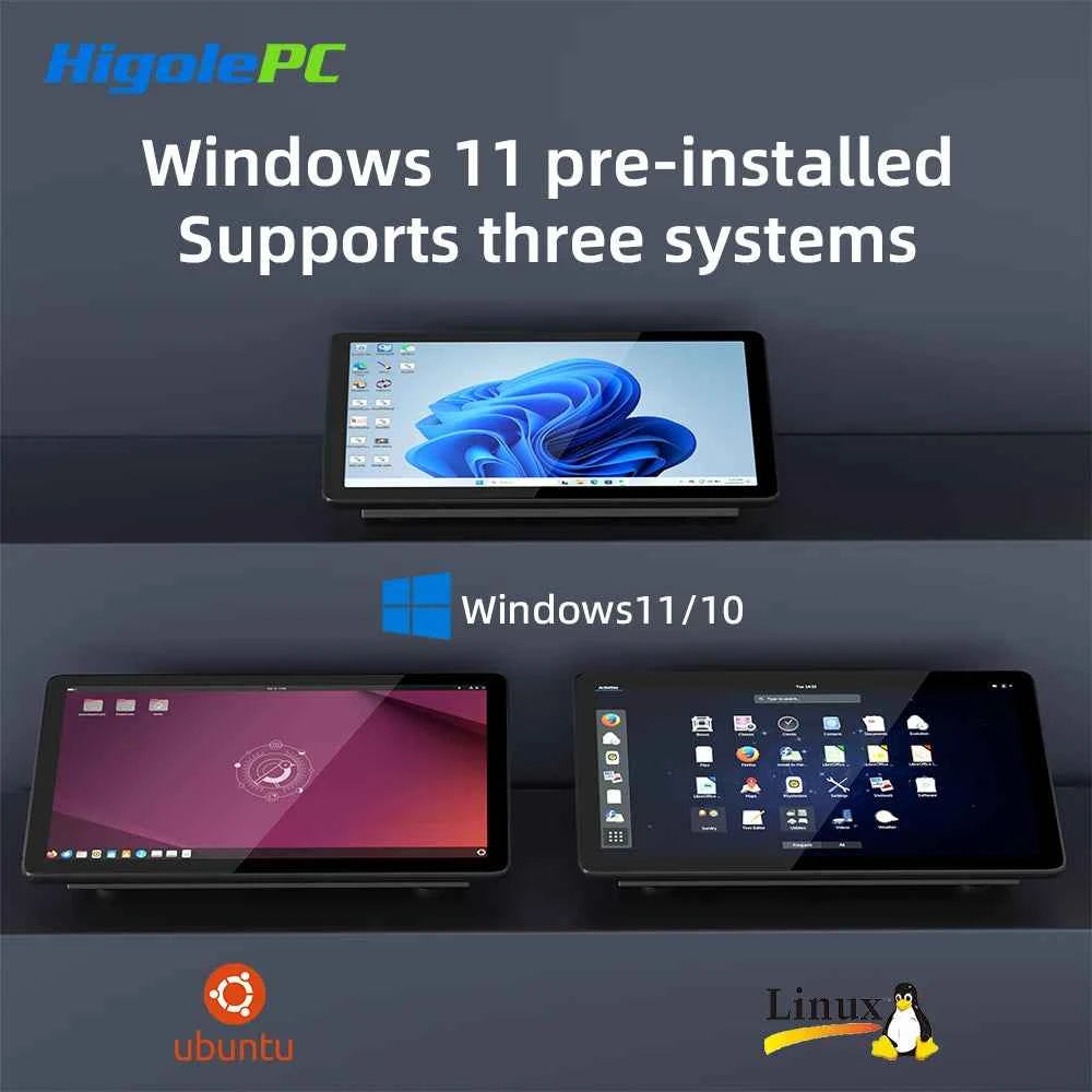 Higole F10 10.1'' Fanless Mini PC Intel N5095 Windows 11 WiFi5 8GB 128GB 5000mAh 4K RS-232 RJ45 Laptop Desktop PC Mini Computers