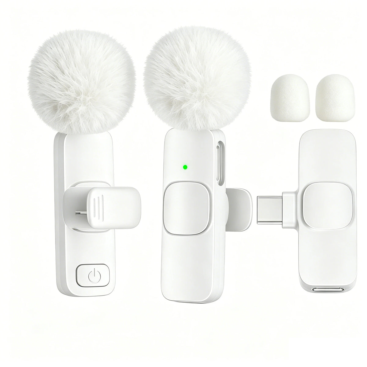 White-Type-c-1to2 Color Type-C Wireless Lavalier Microphone – Plug & Play Noise Canceling
