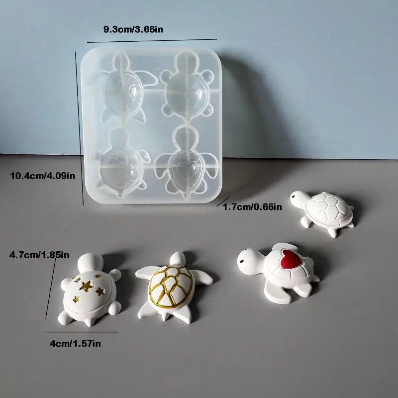 Four Turtles Plaster Silicone Molds DIY Heart Star Texture Shell Ornaments Epoxy Resin Mould Scented Animal Candle Soap Mold