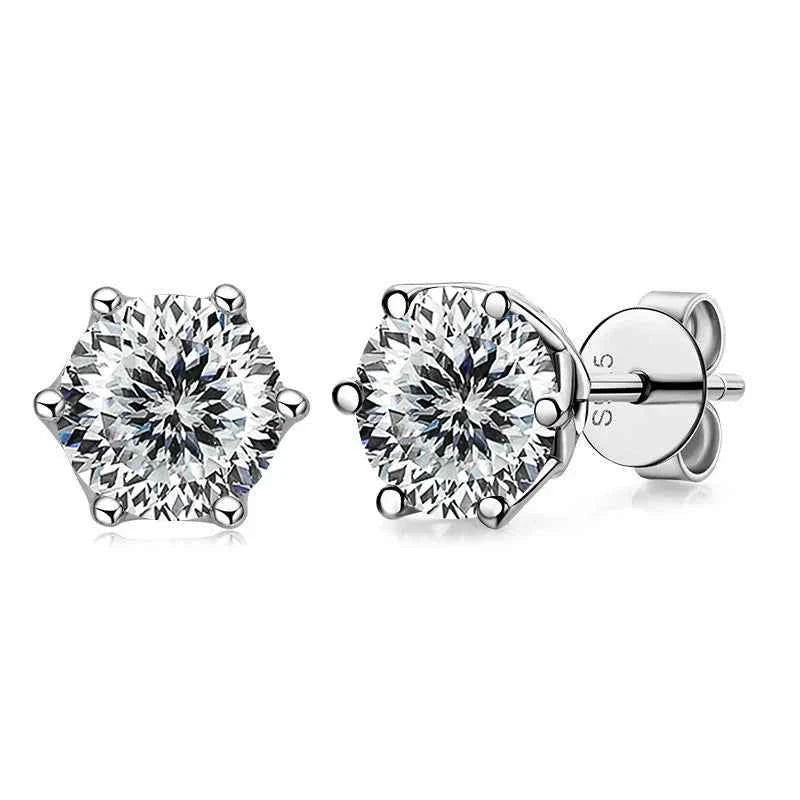 JoyceJelly 1/2/4CT VVS D Color Moissanite Russian Cut 8H8A Lab Diamond Stud Earrings For Women S925 Sterling Silver Fine Jewelry