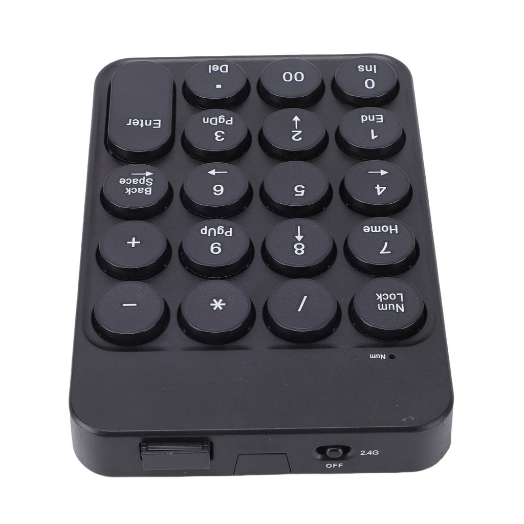 Mini Numeric Keypad with Round Keycaps 2.4G Wireless & BT Portable Financial Accounting Numpad Number Keyboard for PC Laptop
