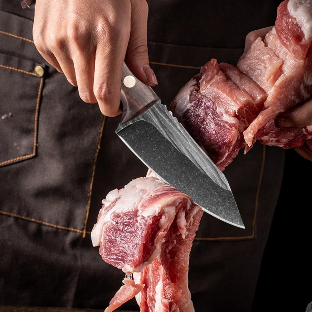 Handmade Forged Knife 4inch High Carbon Steel Mongolia Paring Knife Boning Knifes  Meat Cleaver Butcher Knife Chef Knife