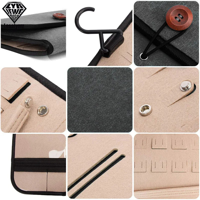 Travel Jewelry Organizer Roll Foldable Jewelry Case for Journey-Rings Necklaces Jewellery Storage Bag Earrings Storage Box
