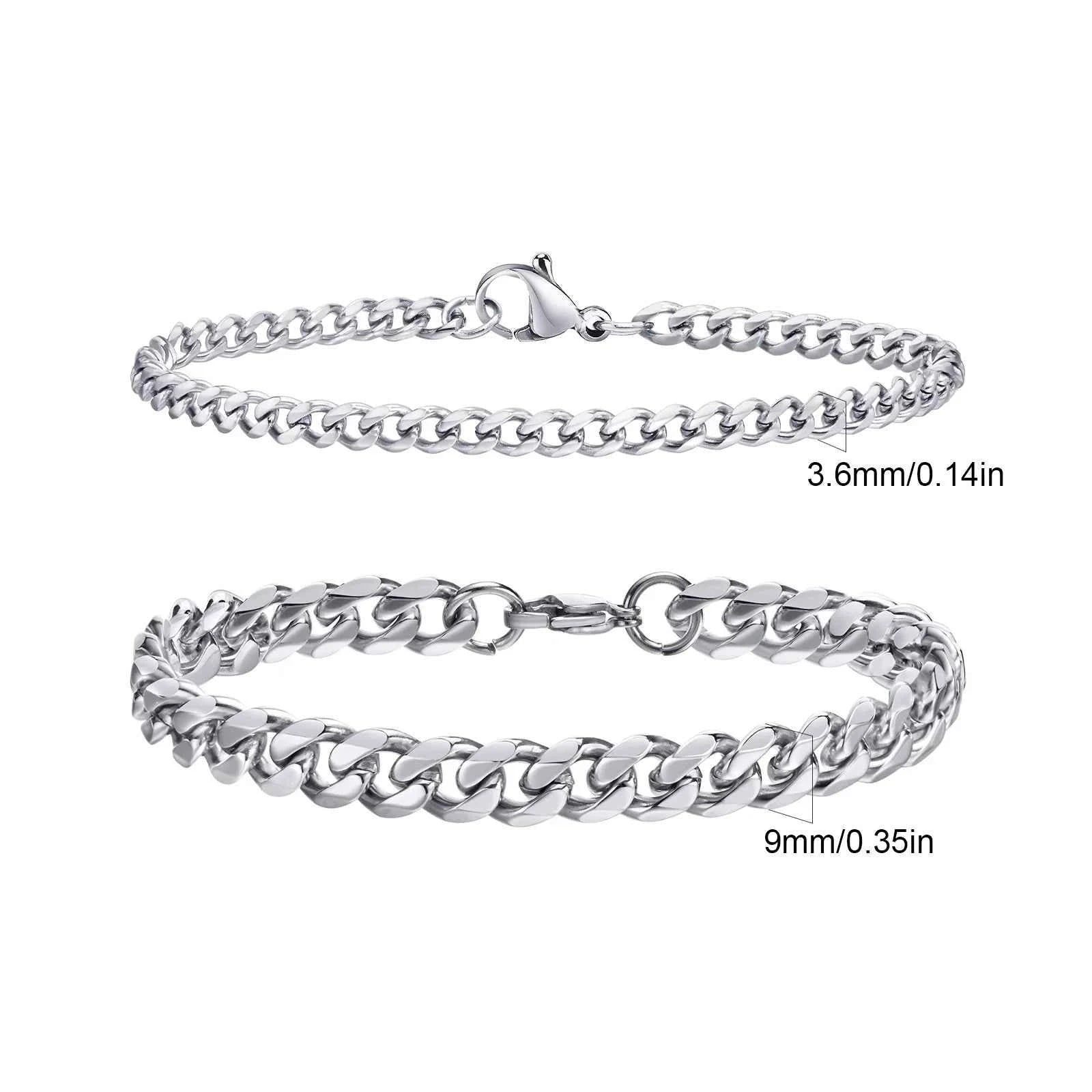 2pcs Men's Chain Bracelets,Stainless Steel Silver Gold Black Color Twist Rope Chain Wristband,Trendy Cuban Link Chains Gift