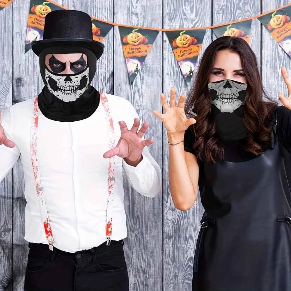 Motorcycle Balaclava Full Face Mask Skull Print Motorbike Full Face Mask Windproof Skiing Head Neck Warmer Bicycle Helmet Liner