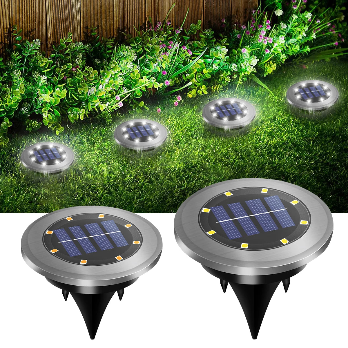 Solar Ground Lights LED Waterproof Solar Garden Lights Outdoor Bright in-Ground Lights Landscape Lighting for Patio Pathway Lawn
