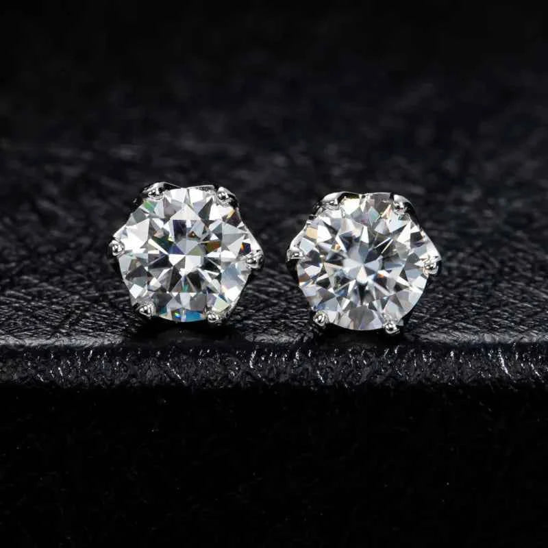 JoyceJelly 1/2/4CT VVS D Color Moissanite Russian Cut 8H8A Lab Diamond Stud Earrings For Women S925 Sterling Silver Fine Jewelry