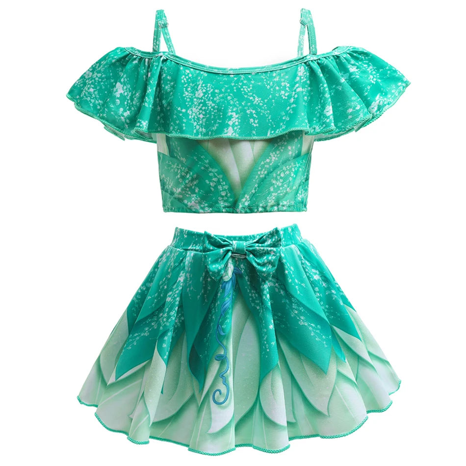 Encanto Mirabel Isabela Cosplay Carnival Costume Girls Swimsuit 2 Piece Sets Summer Swimwear Bikini Beach Party Set 3-10Yrs