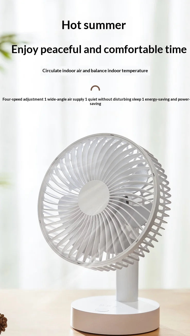 USB PLUG-IN Small Fan Office Desk Electric Fan USB 6-Inch  Desktop Bedside Fan with Long Battery Life