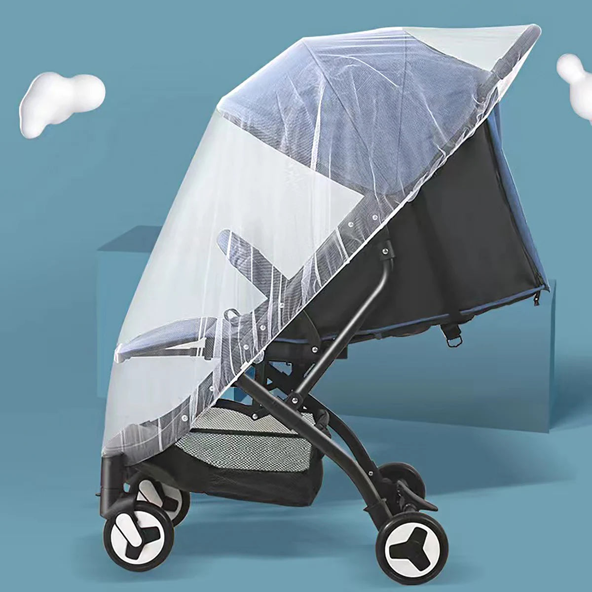 Baby Stroller 360 ° Full-Cover Mosquito Net for Baby Strollers; Universal Encrypted Anti-Mosquito Net for Strollers; Portable Insect-Proof and Light-Blocking Large Mosquito Protection Net Cover.