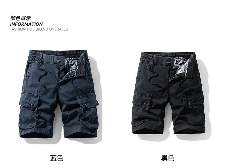 Men's Trendy Shorts - Summer Cotton-blend Breathable Multi-Pocket Outdoor Workwear Cargo Pants, Suitable for Hiking and Jogging