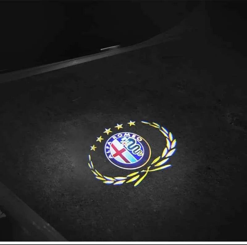 2Pcs Fashion LED Car Door Welcome Light Logo Projector for Alfa Romeo Spider Giulia Giulietta 147 156 159 Mito Stelvio GT Spider