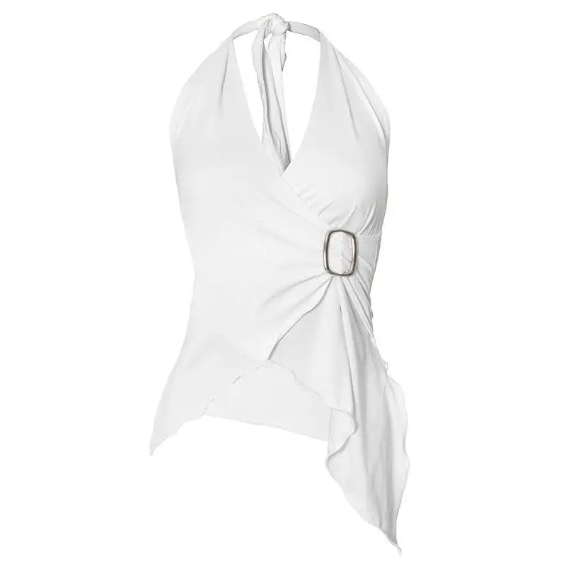 gestring Women Vest 2025 Summer New Solid Sleeveless V Neck Halter Cross Sexy Top Fashionable Slim Fit Short Ladies Tanks Camis