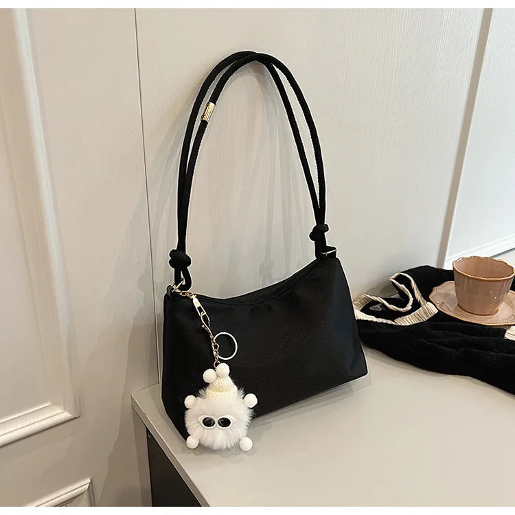 High Quality Solid Color Fashion Elegant Shoulder Bag Smooth Cloth Satin Underarm Bag Leisure Shoulder Bag Lady Handbags Purse