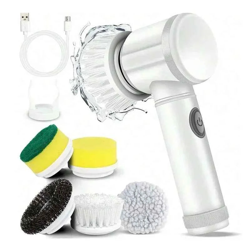 Electric Spin Scrubber 5 in 1 Electric Cleaning Brush Bathroom Cleaning Brush with 5 Replaceable Heads, Handheld Cleaning Brush