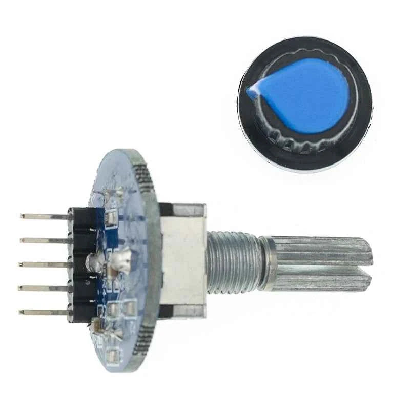 TENSTAR 2PCS Rotary Encoder Module Brick Sensor Development Round Audio Rotating Potentiometer Knob Cap EC11