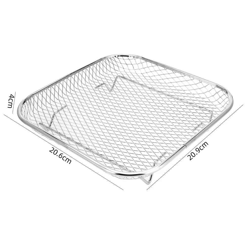 Durable Stackable Air Fryer Rack Non-Stick Stainless Steel Airfryer Tray Grill Basket Kitchen Gadgets