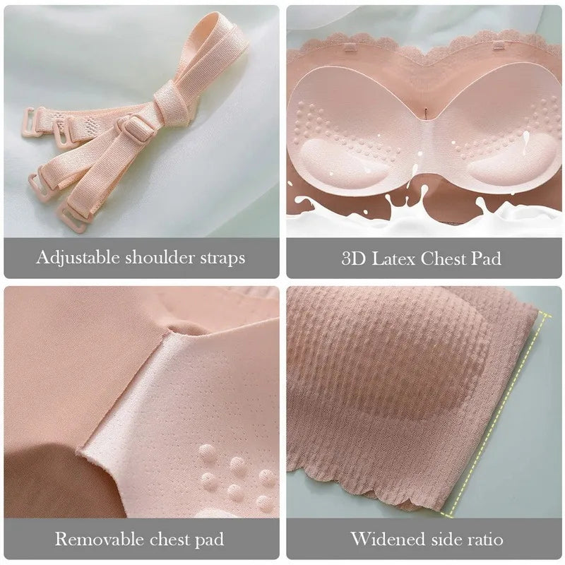Sexy Invisible Bra Tube Tops Strapless Bras Seamless Bralette Wireless Wedding Brassiere Push Up Underwear Women Lingerie