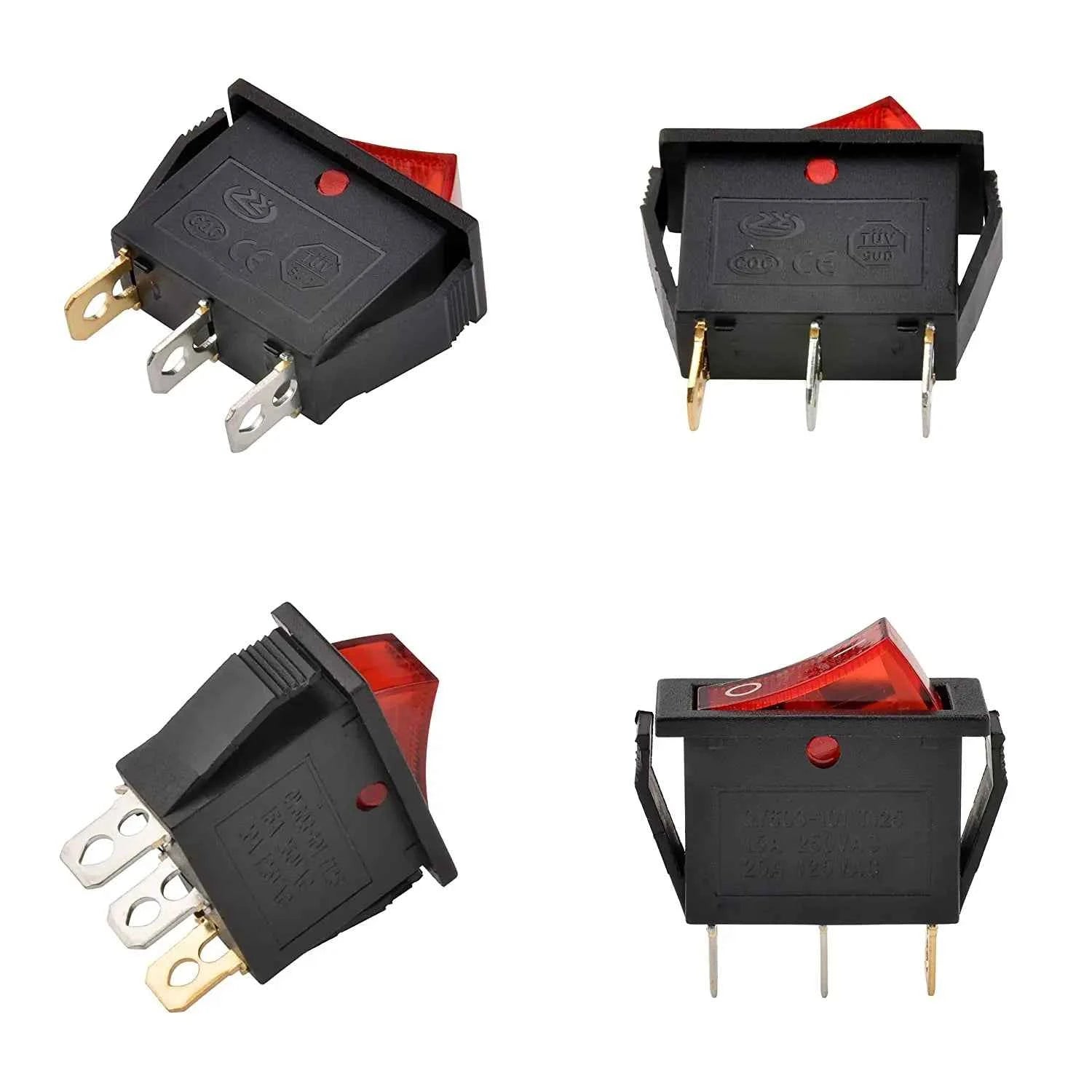 8/24Pcs AC 250V/15A 125V/20A Illuminated LED On/Off SPST 3 Pin 2 Position Mini Boat Rocker Toggle Switch Snap for Househould DIY