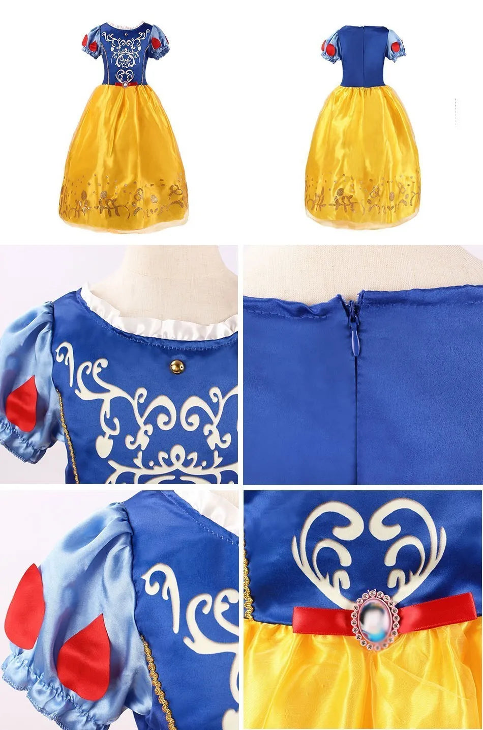 Girl Princess Cinderella Dress Elsa Anna Mermaid Jasmine Belle Snow White Costume Girls Birthday Party Halloween Dress 2-10 Year