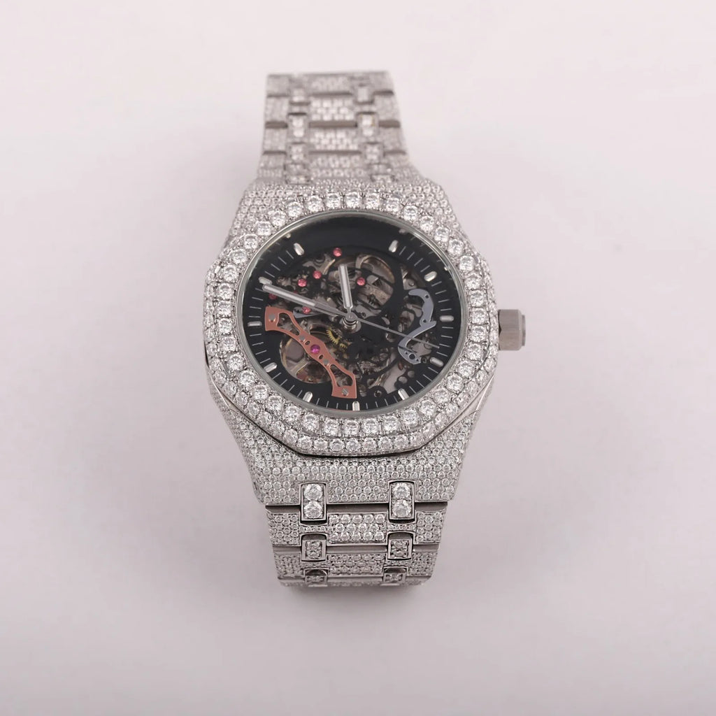 Excellent Round Shape Diamond Watch in Black Dial for Wedding and Partywear Mens Quartz Watch Available at Affordable Price