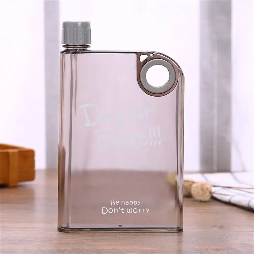 380ml Transparent Flat Water Bottle Plastic Travel Bicycle Drinking Juice Cup Reusable Portable Bottle BPA-free Sports Kettle