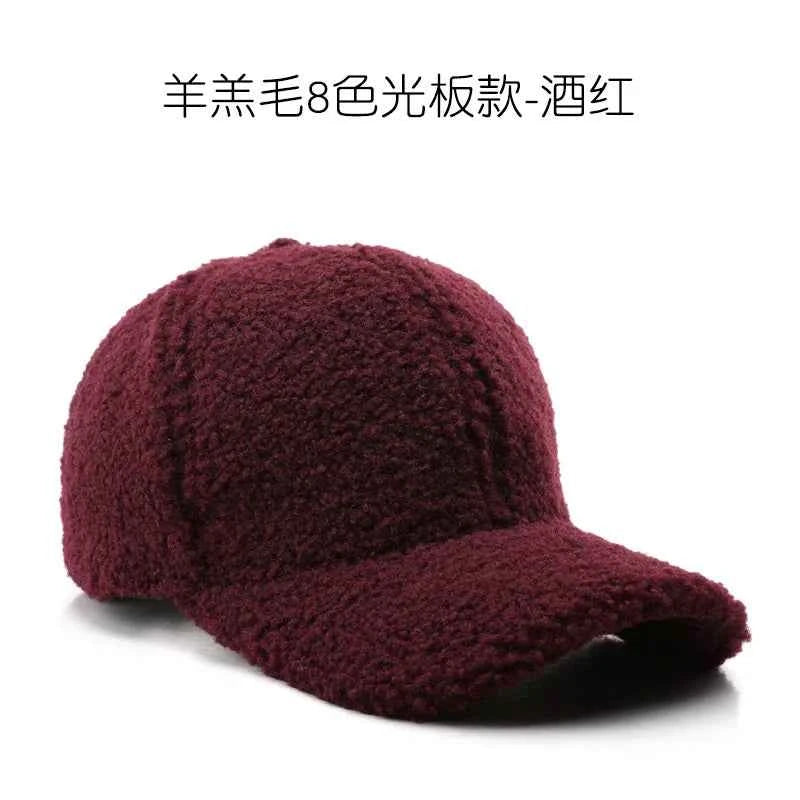 Autumn Winter Baseball Cap Women Artificial Lamb Wool Hats Keep Warm Cap Plush Baseball Caps Spring Baseball Cap Solid Sunshade