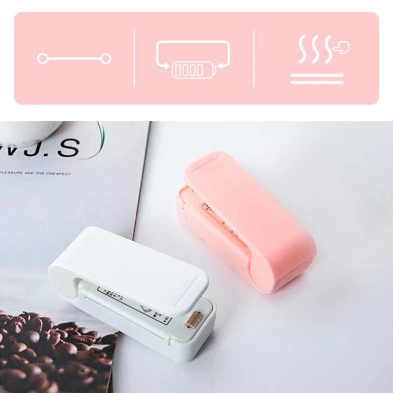Portable Bag Heat Sealer Plastic Package Storage Bag Clip Mini Sealing Machine Handy Sticker Seal For Food Snack Kitchen Gadgets